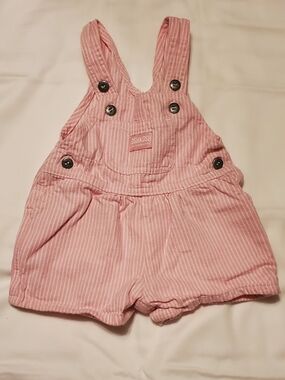 OshKosh B'gosh Pink Striped Baby Short Overalls